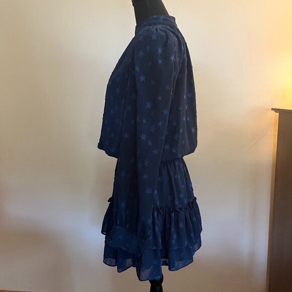 Ramy Brook Sashah Star Pattern Blouson Dress in Navy - Picture 3 of 8